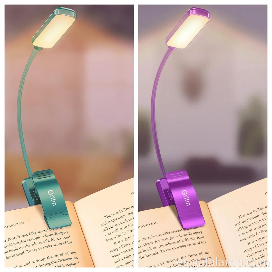 Luz de libro recargable con 3 temperaturas de color y atenuación sin pasos